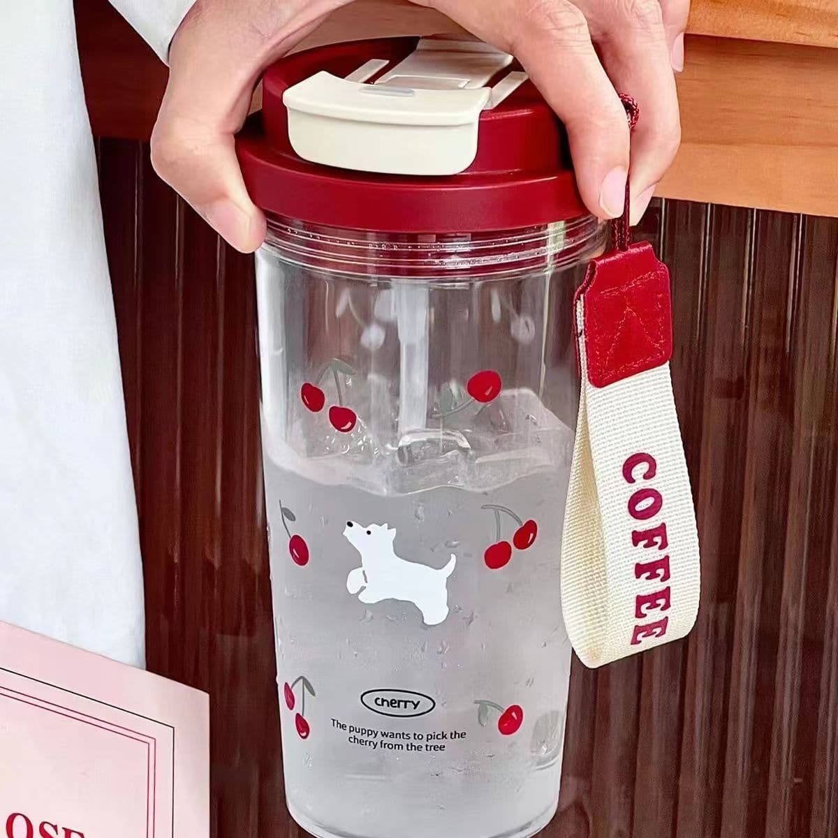 Straw cup, student tea cup, water cup, girls' portable cup, large capacity plastic cup for summer.