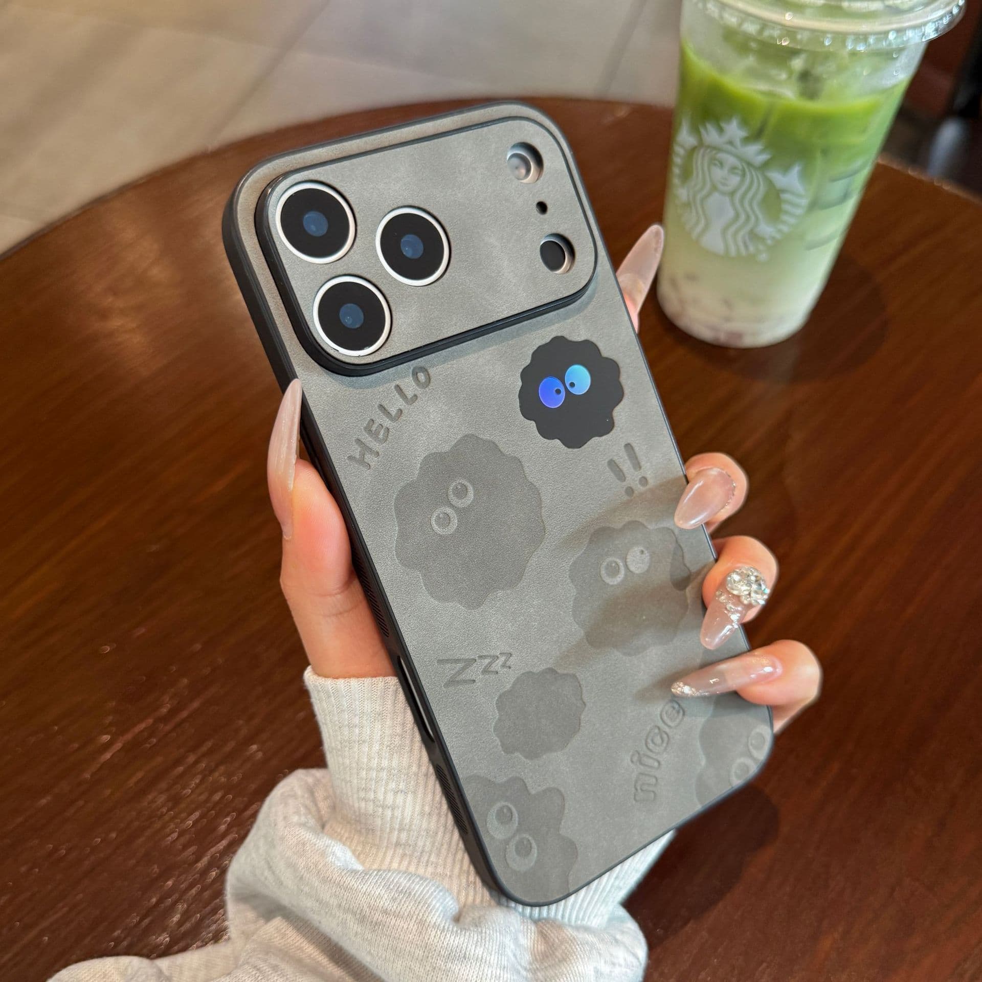 Suede Laser Gengar Compatible iPhone 17 Case Full Coverage Lens Frame Apple 16 Shockproof Protective Cover