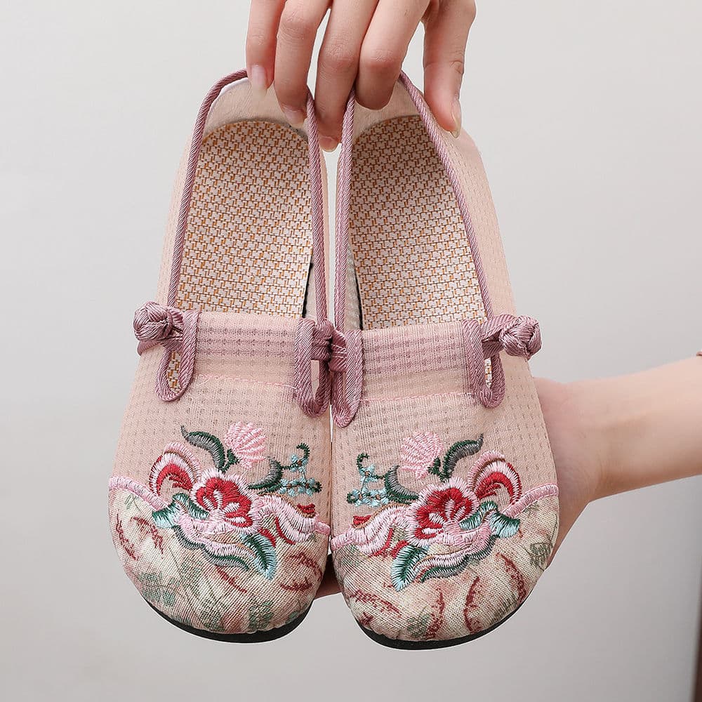Wholesale Summer Hollow Fisherman Shoes Anti-slip Thick Sole Middle-aged Mother Shoes Mesh Old Beijing Cloth Shoes