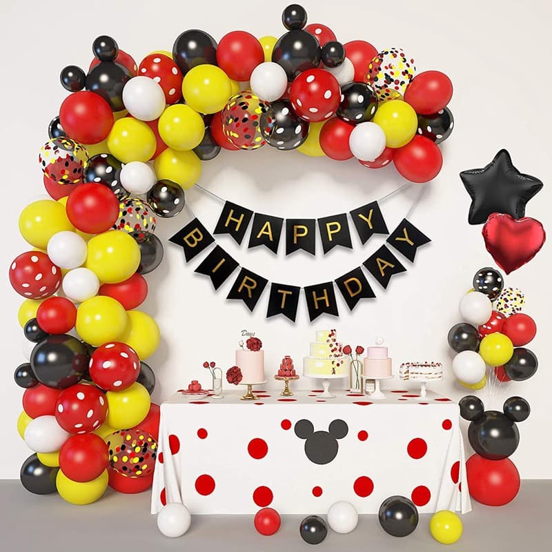 Mickey Mouse Balloon Chain Set Minnie Theme Birthday Party Background Decoration Latex Balloons Cartoon Balloons
