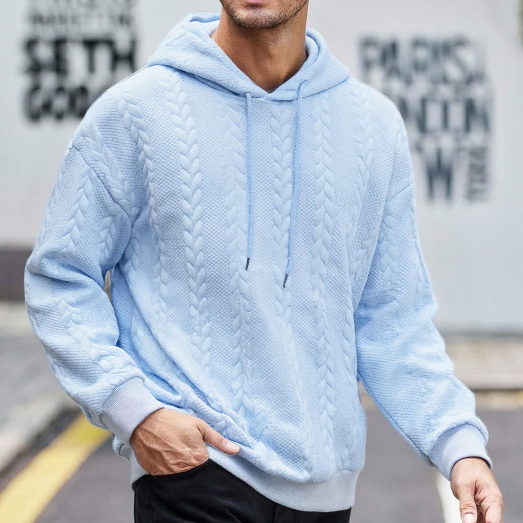 European and American Export New Men's Hoodie Solid Color Casual Fashion Pullover Long Sleeve Sweatshirt Multi-Color