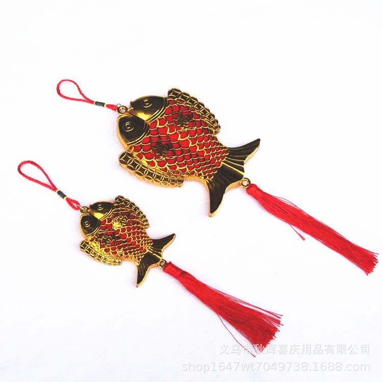 Festive Golden Plant Bonsai Small Pisces Pendant Plastic Gold-Plated Large Pisces New Year Festive Hanging Jewelry Wholesale