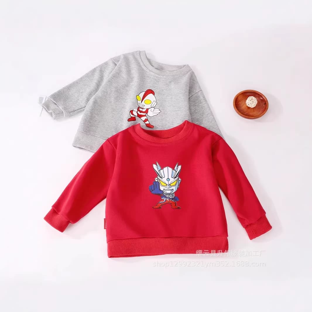 Cartoon Jacquard Long Sleeve Sweater Round Neck Cute Unisex Kids Sweatshirt Autumn Children's Sweatshirt Medium Large Kids Loose Cartoon