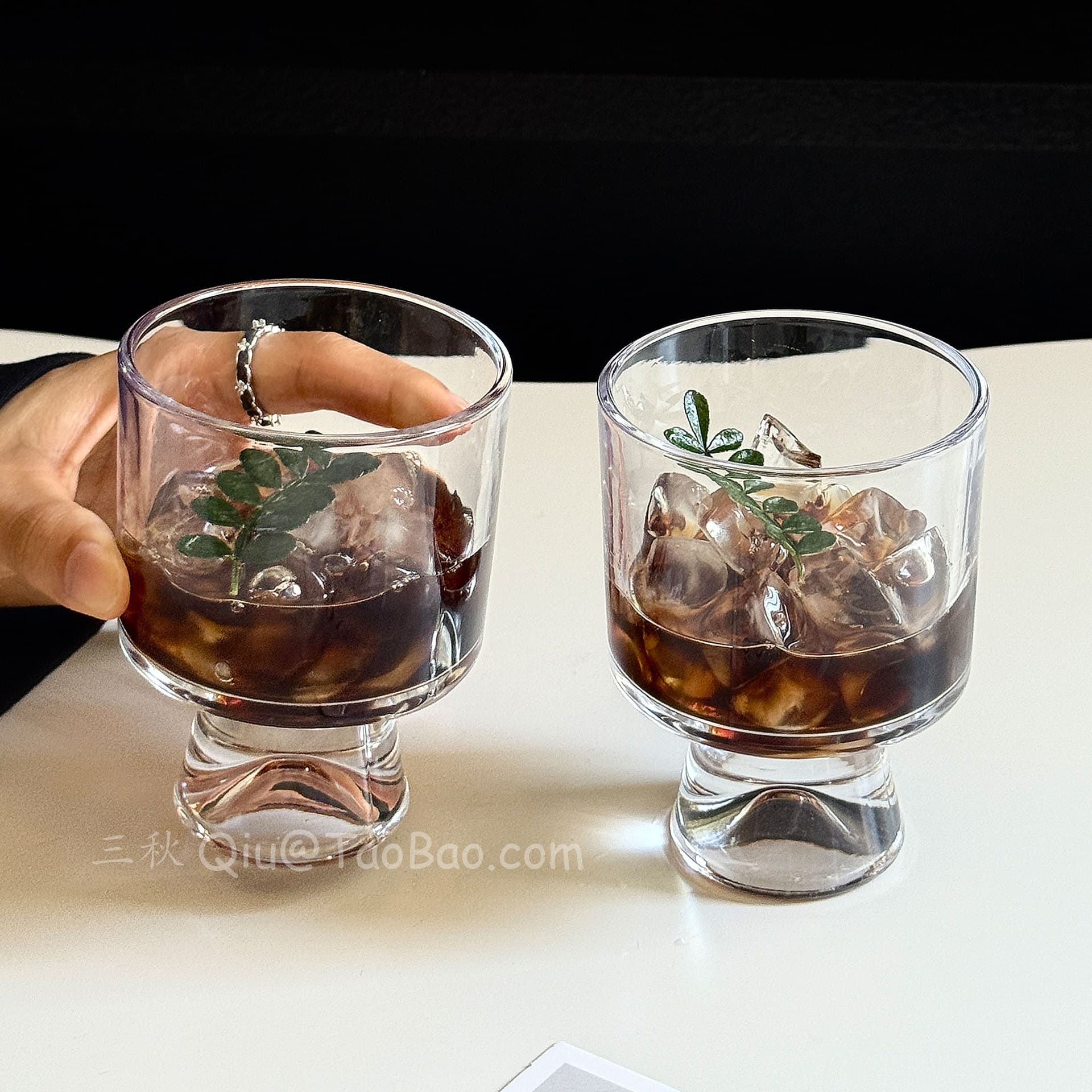 Ins-style Mountain Glass Cup Niche Vintage Goblet High-end Wine Glass Juice Cup Beverage Cup Coffee Cup