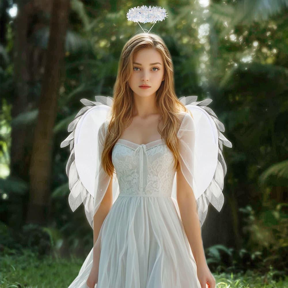 Cross-border black and white organza angel wings realistic cosplay angel festival party prom costume props