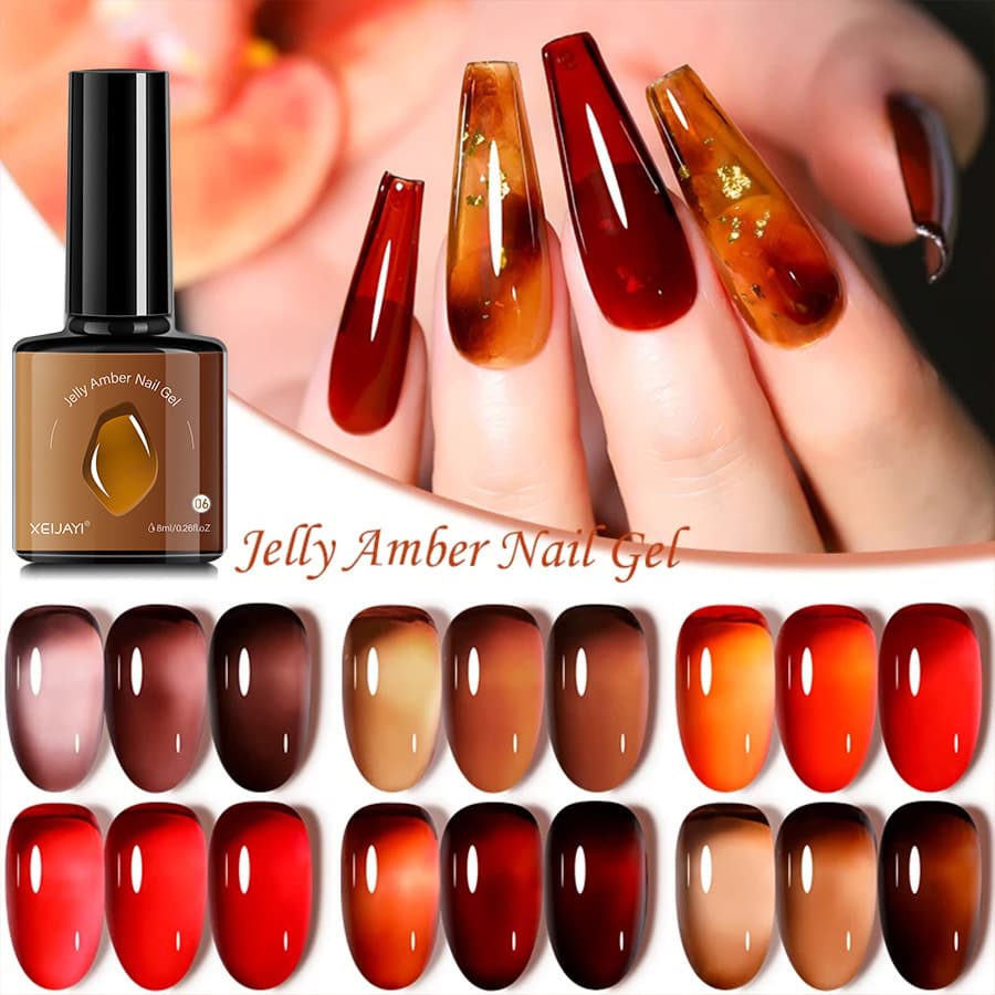 Popular Amber Color Nail Art Gel Set 6 Colors Manicure Shop Suitable Phototherapy Gel Kit Nail Polish Adhesive for Beauty Salon