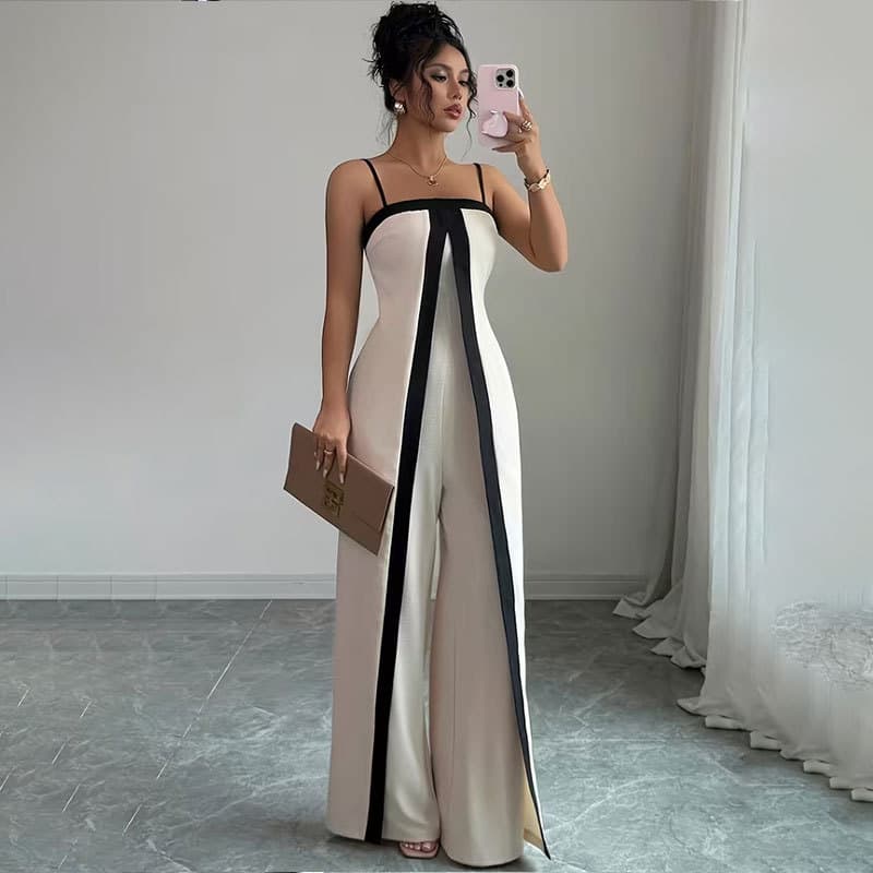 2026 European and American Style Women's Summer New Sexy Camisole Cardigan Slim Backless Straight Leg Jumpsuit Set