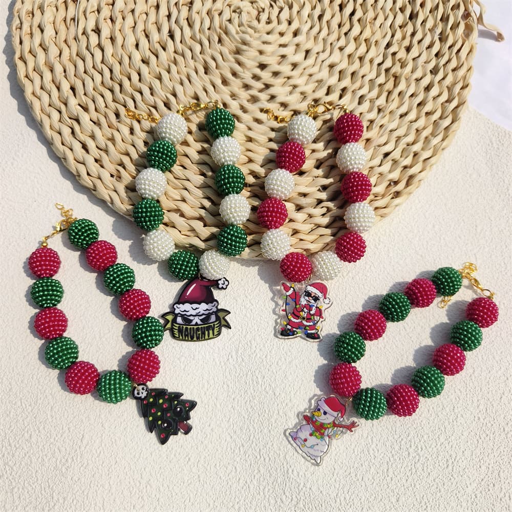 Japanese and Korean Style Fashion Imitation Pearl Bayberry Ball Beaded Dog Collar Cute Puppy Cat Pet Decorative Accessories