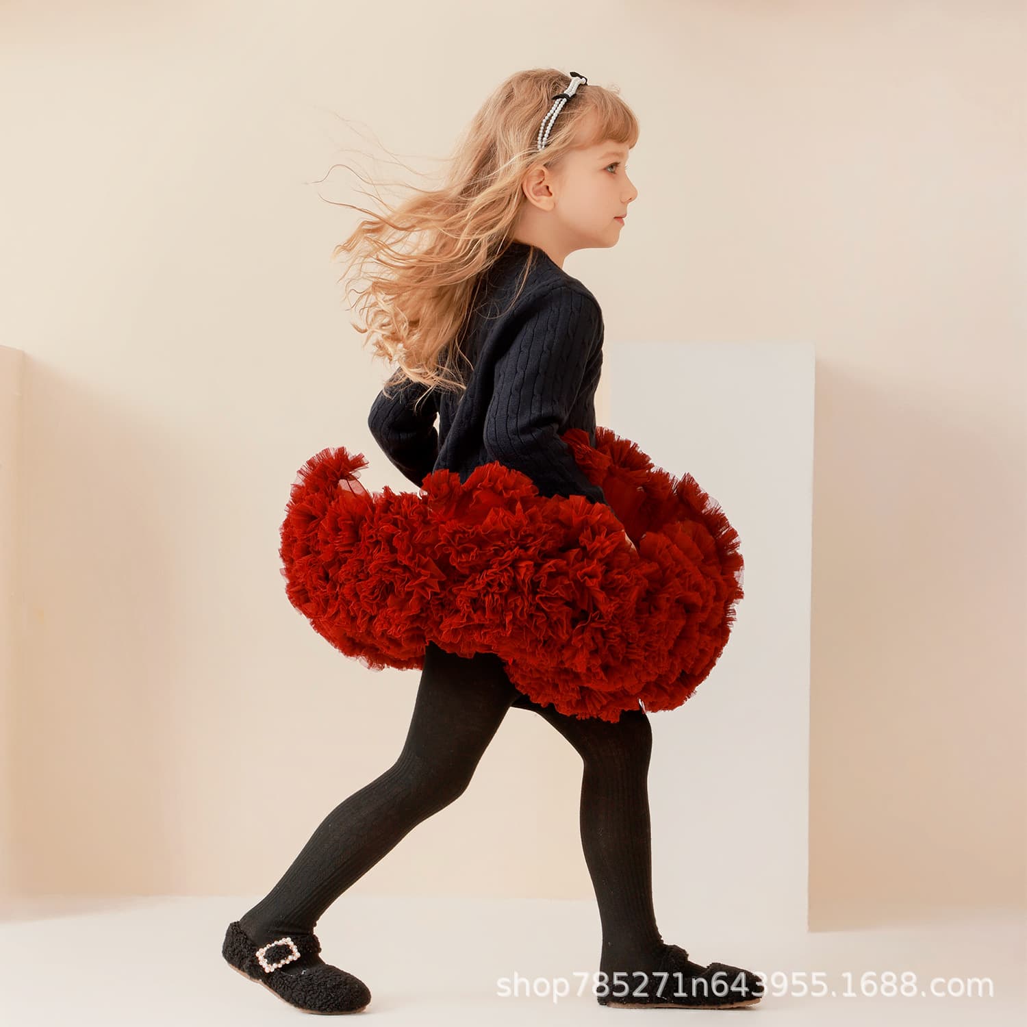 Super puffy girls tutu skirt skirt toddler puffy skirt convex gauze skirt red children's performance costume