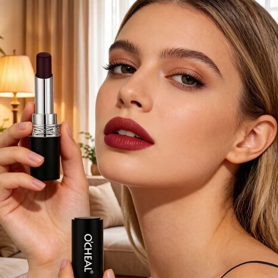 OCHEAL Cross-border Europe and America Lip Cream Air Cushion Lip Mud Non-stick Cup Lip Gloss Lip Glaze Matte Lipstick Pen Lip Color