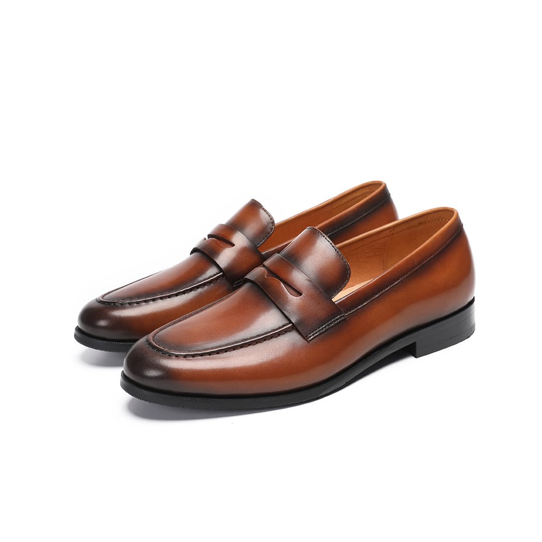 Men's Loafers Business Casual Formal Versatile Trendy British Retro Top Layer Cowhide Korean Style Slip-On Lazy Shoes