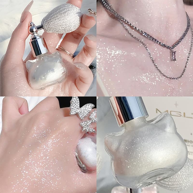 MGL Glitter Spray Highlighter Powder - Sparkling Fine Shimmer for Ear Bones, Collarbone, Eye Shadow, Body Pearl Glitter