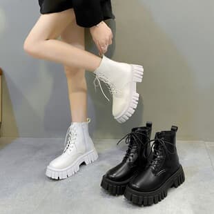 Versatile Temperament 2026 Spring Martin Boots Women Thick Sole Heightening Short Boots British Style Sweet Cool Hot Girl Versatile Motorcycle Boots
