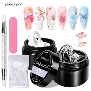 3D Nail Art Gel Set: Clear and White Solid Builder Gel for N