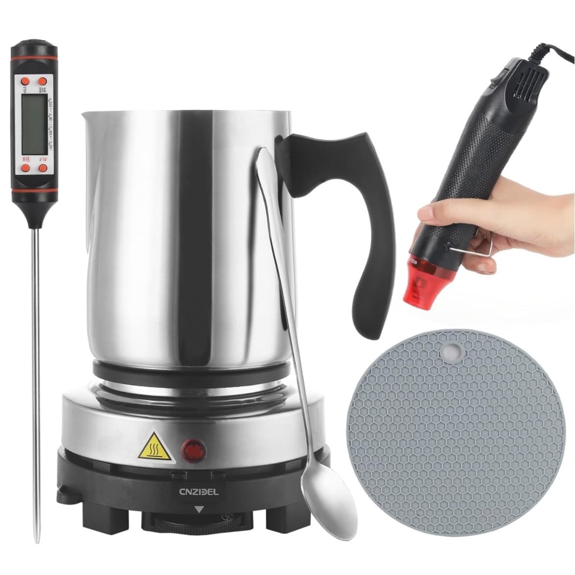 Aromatherapy Soy Candle Making with Hot Plate Wax Melter Tool Set Homemade Candle Accessories Hot Air Gun Wax Cup