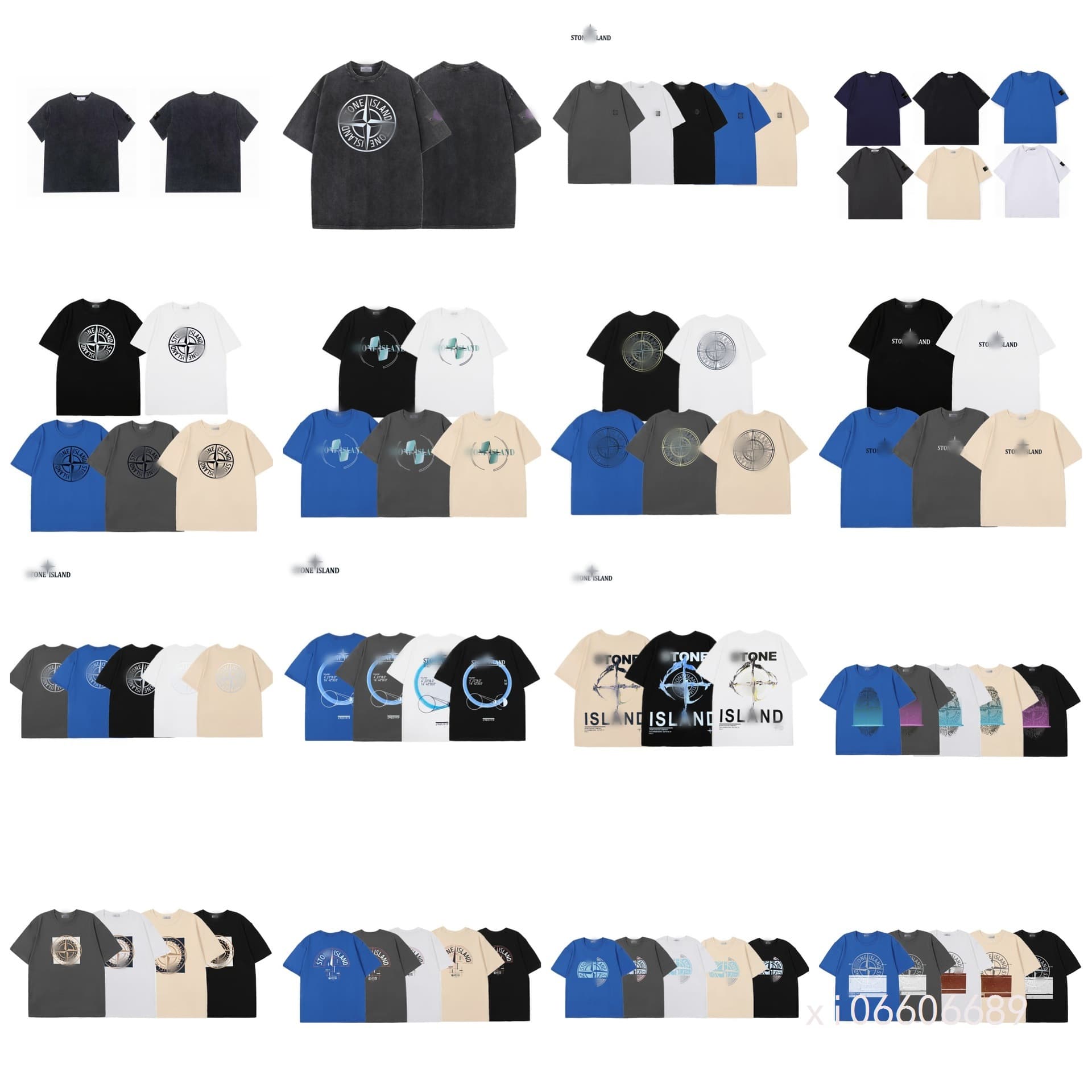 Cross-border Stone Island Compass Cross Logo Printed Round Neck Casual Breathable Cotton Women's T Men's Short Sleeve