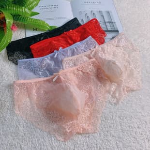 New Sexy Seductive Seamless Transparent U-Shape Lace Thong for Men Plus Size
