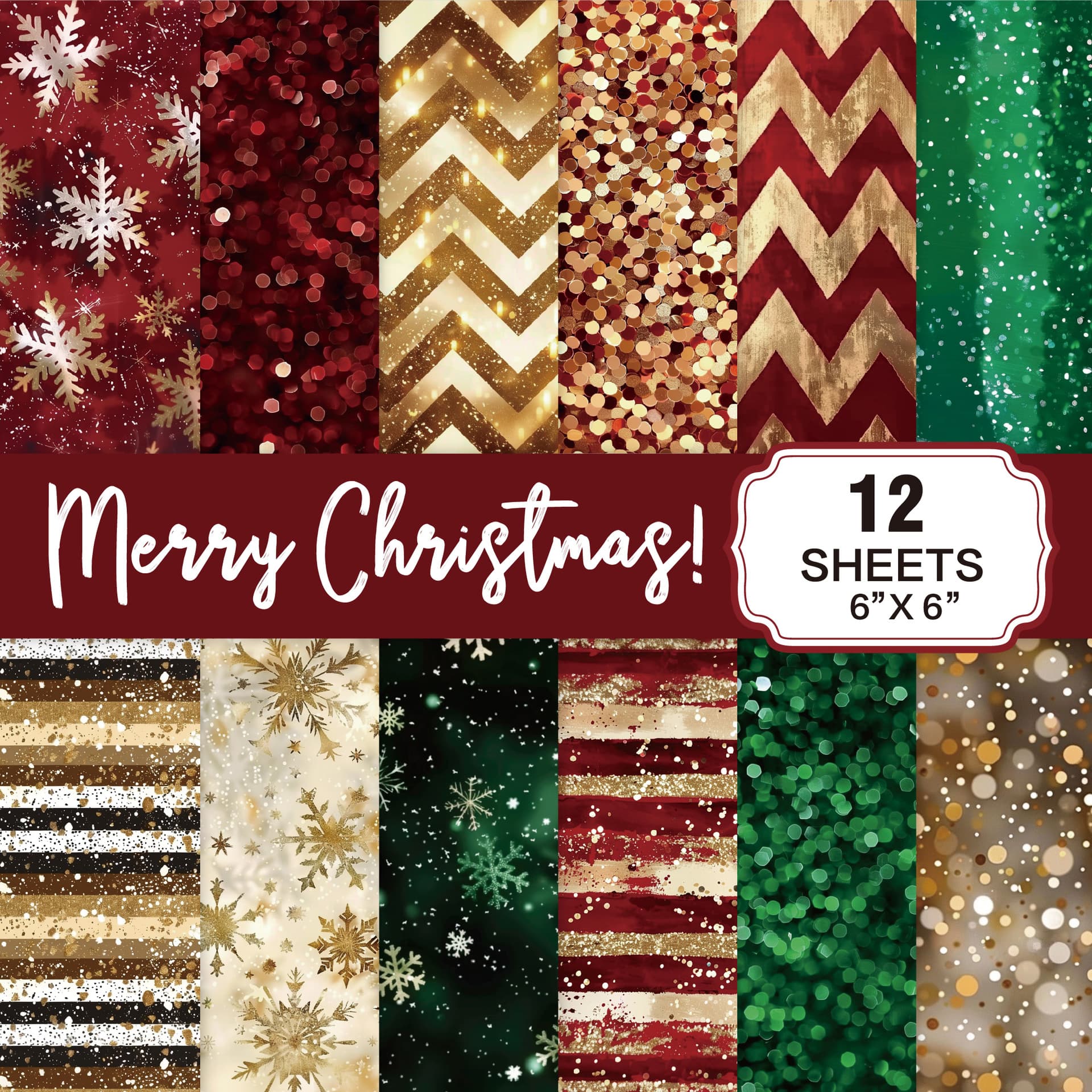 2025 New Christmas Pattern Paper, Tearable Scrapbook Collage Background Sticky Notes, Cross-border New Product