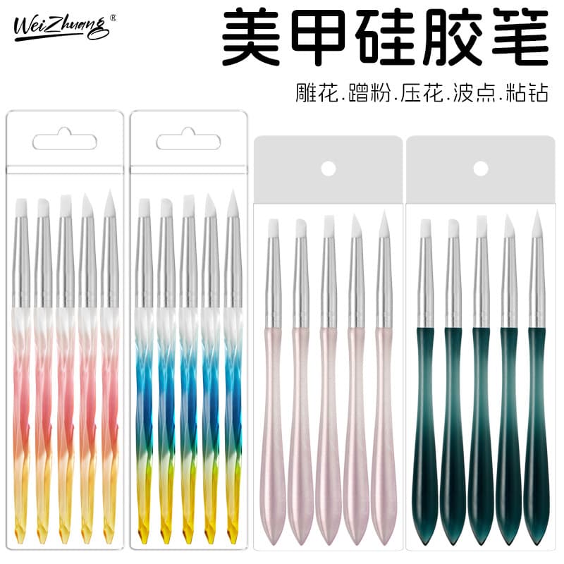 Cross-border manicure pen wholesale manicure brush set gradient rod color painting flower thread pen light therapy pen brush set