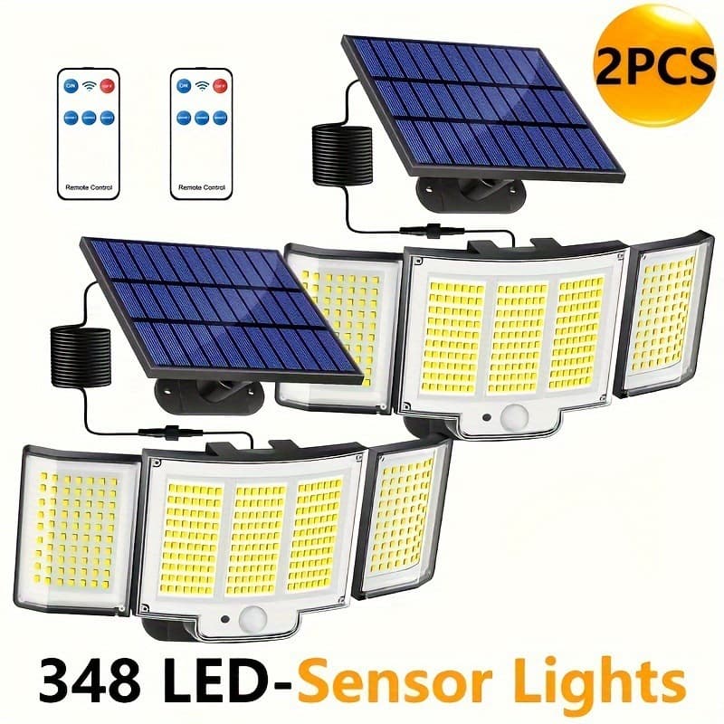 2026 New Cross-Border Drop Shipping: 2-Pack Solar Outdoor Lights with 348 LEDs and Motion Sensor