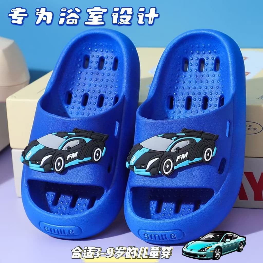 Children's bath slippers non-slip quick-drying hollow breathable bathroom shoes home indoor wear boy slippers cartoon