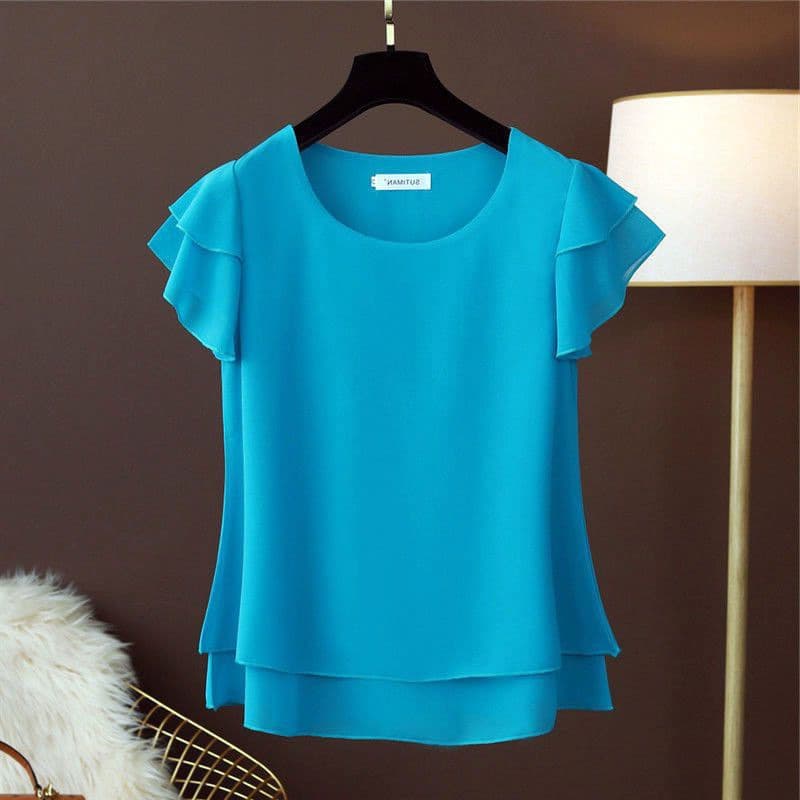 New Summer Short Sleeve Top for Women, Chiffon Plus Size T-Shirt, Loose and Stylish Blouse, Ladies' Base Layer