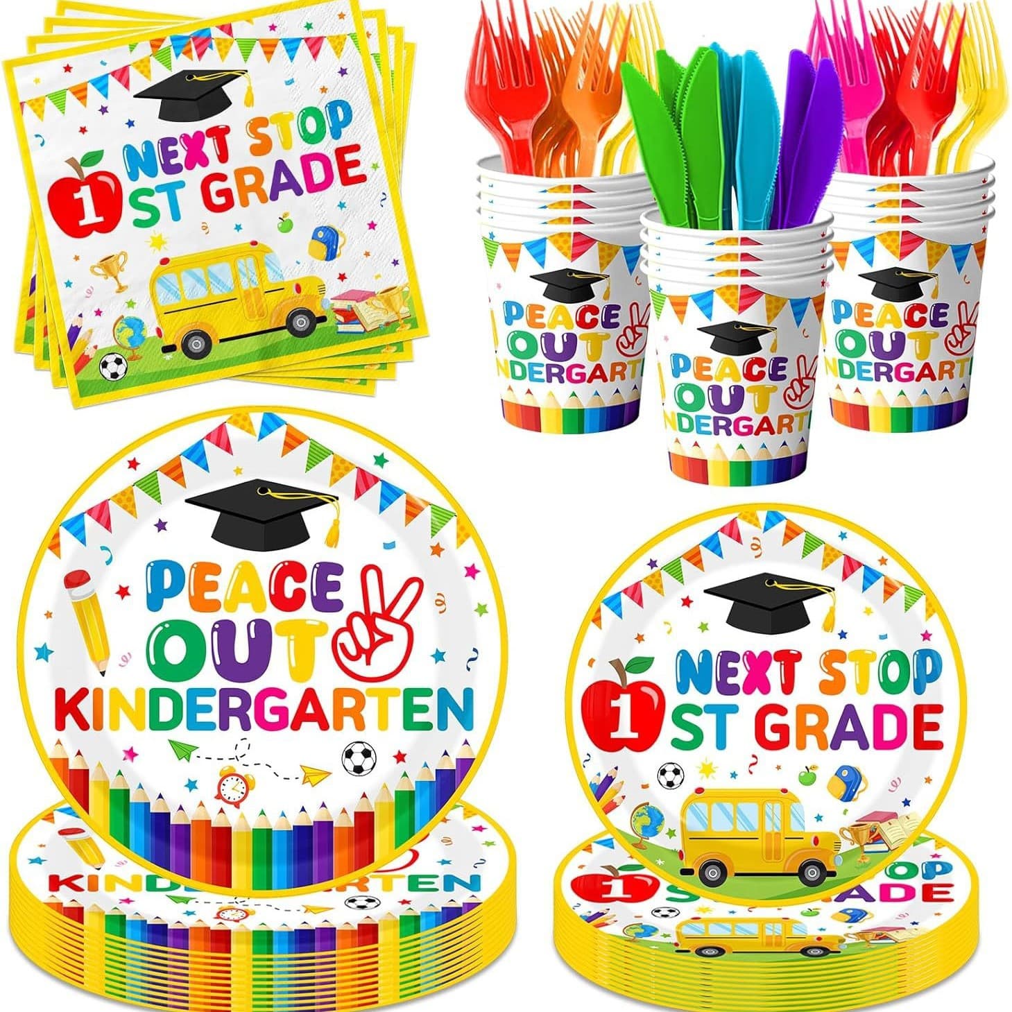 Kindergarten Graduation Party Supplies Decoration Preschool Graduation Pencil Paper Plates and Napkins