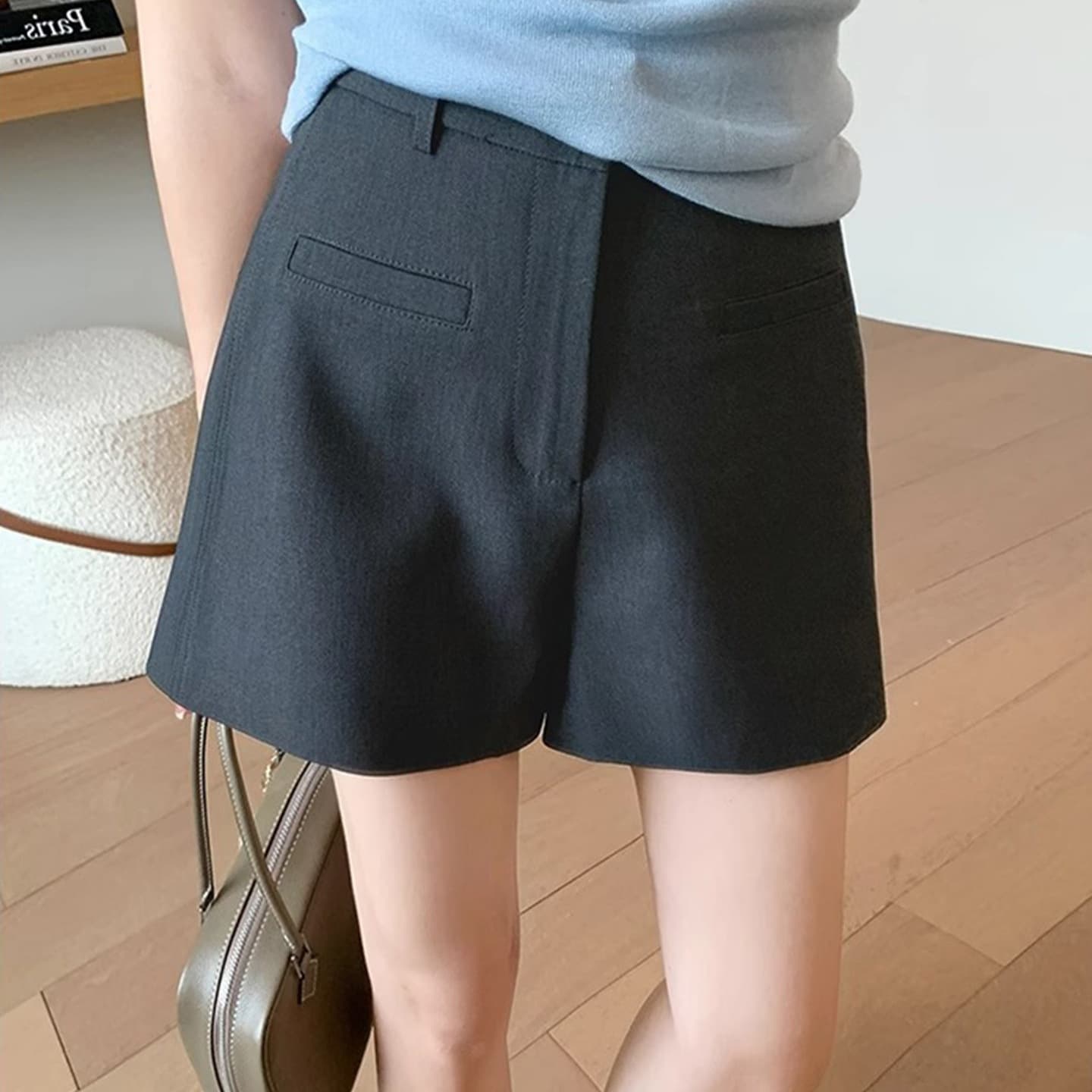 High-end suit casual shorts for women 2026 summer new large size fat mm high waist covering crotch slimming A-line hot pants