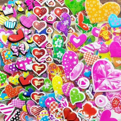 Heart-shaped stickers, kindergarten reward stickers, free gift bubble stickers