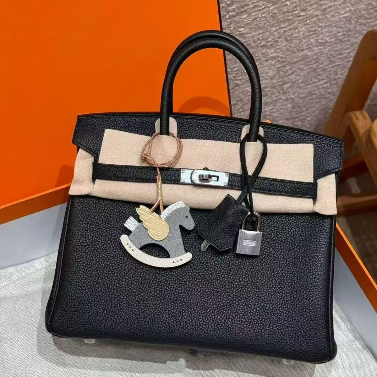 Platinum Togo imported top-grain lychee-pattern leather handbag tote shoulder crossbody bag genuine leather high-end women's bag
