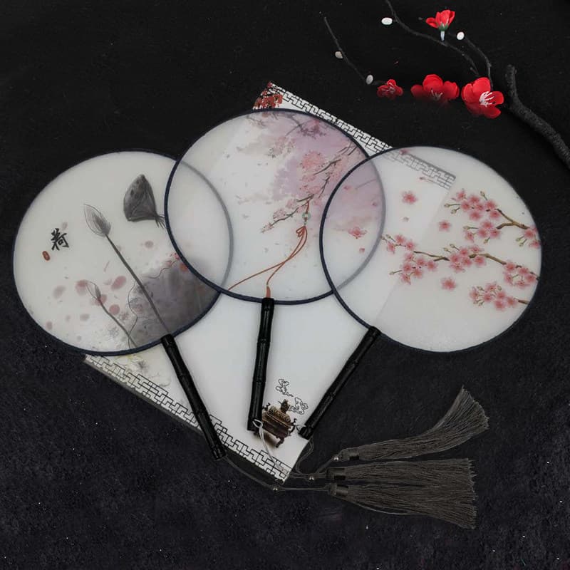 Children's Hanfu costume girls ancient style round fan double-sided round dance fan Chinese style classical fan performance dance fan