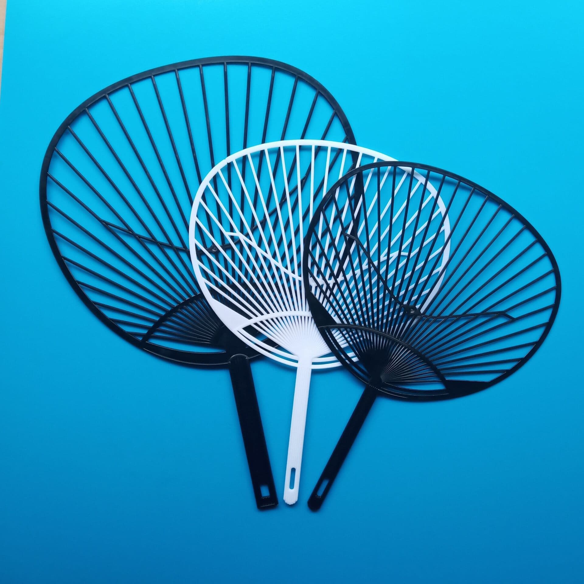 PP plastic fan handle, ribs, and grip for custom promotional fans, color customizable, large quantity round fan
