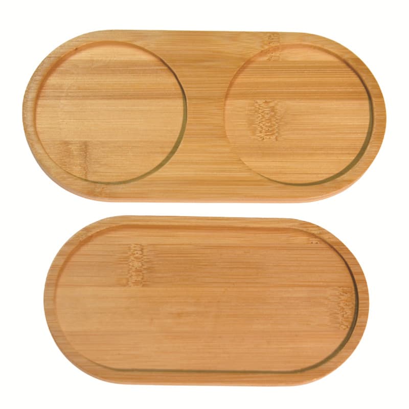 Oval Bamboo Coaster Placemat Tray Succulent Pot Stand Wooden Breakfast Coffee Mat Pot Heat Insulation
