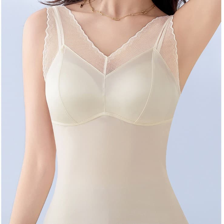 Lace Luxury Mesh Satin Women's Underwear, Bra-Free V-Neck Integrated Camisole