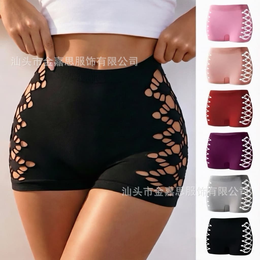Simple Solid Geometric Hollow Boxer Briefs Comfortable Breathable Cross-Border EU/US Size Women's Underwear Wholesale