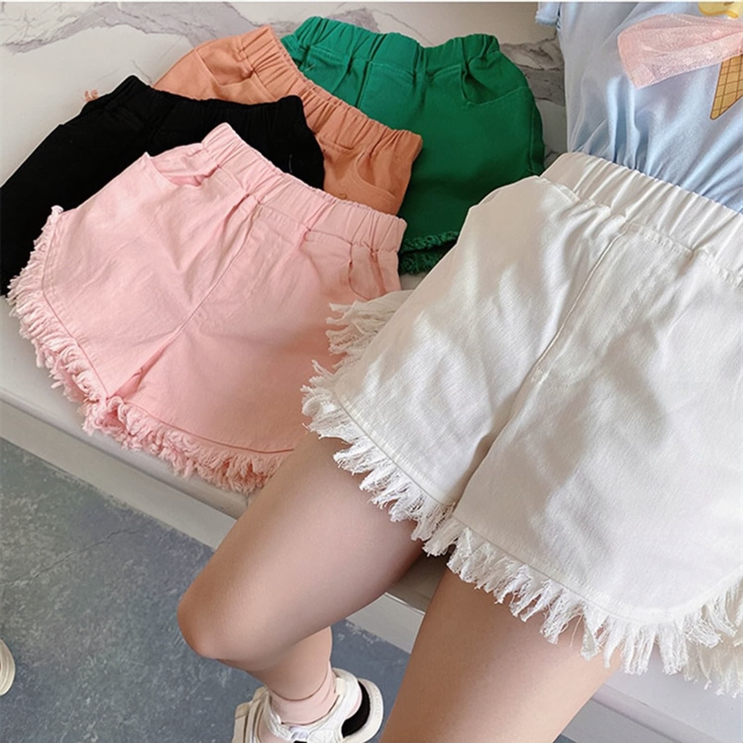 Cross-border girls' shorts thin baby candy color medium and large children's denim shorts summer girl shorts children's outerwear