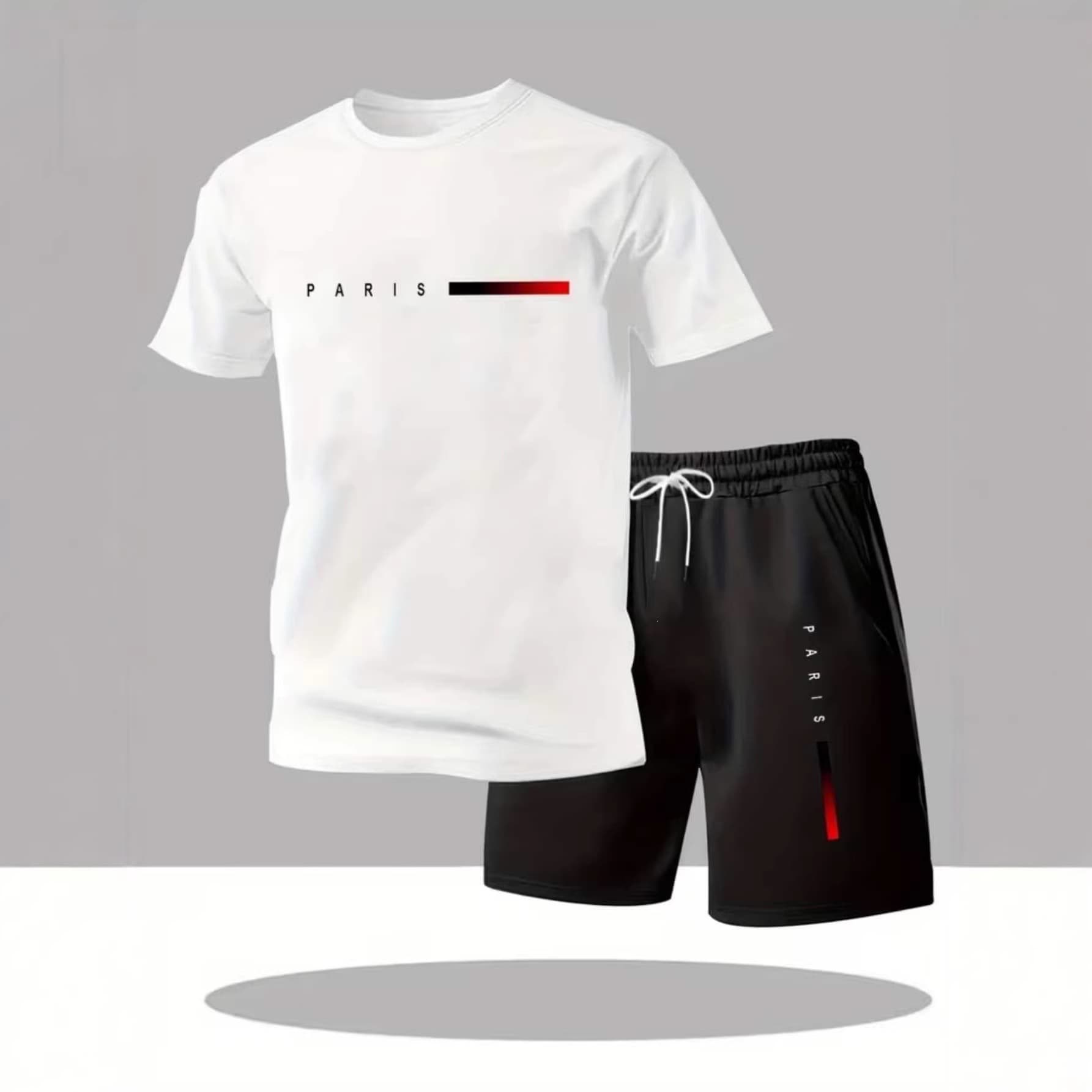 Cross-border EU Size Men's Summer Daily Wear Comfortable Sports Set Round Neck Short Sleeve Shorts Casual Home Two-piece