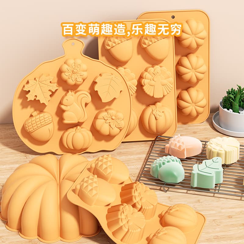 Cross-border Halloween Silicone Cake Mold 6-Cavity Pumpkin Cake Mold Baking Home DIY Silicone Cake Mold
