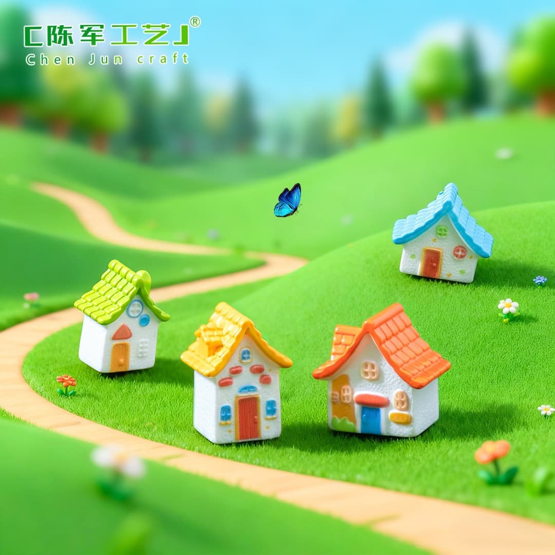 Mini Creative Country Tile House for Gardening Landscape DIY Decoration Accessories Mini Desktop Ornament