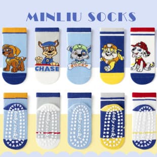 Boys Thin Anti-Slip Floor Socks, Cute Puppy Kids Socks, Baby Short Socks for Boys and Girls, Summer Class A