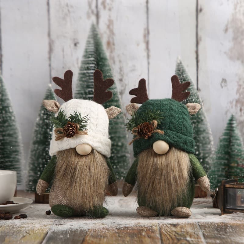 Cross-border Cute Antler Knitted Doll Window Decoration Festive Forest Faceless Old Man Desktop Ornament