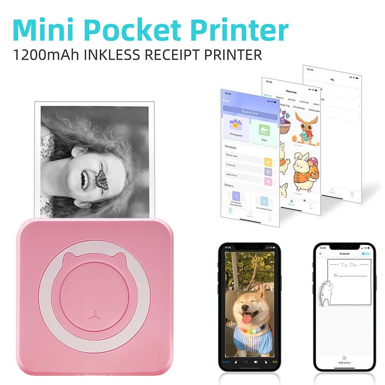 Mini Error Printing Bluetooth Connection Label Printer Factory Wholesale Gift No Ink Tree Brand USB Interface Hot Sensible Paper