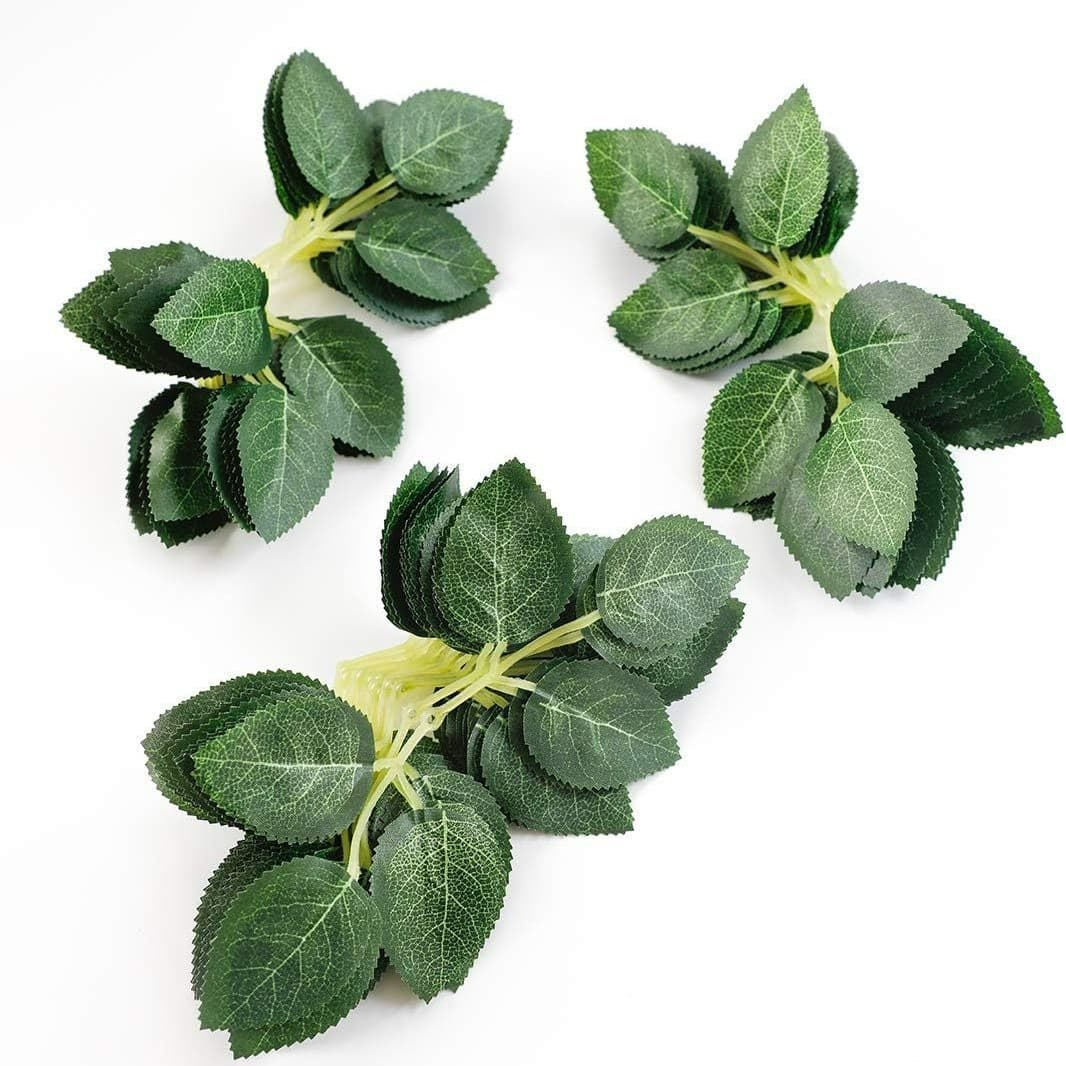 Cross-border wholesale artificial rose leaves, faux green plants, silk flowers, rose leaves for home decoration