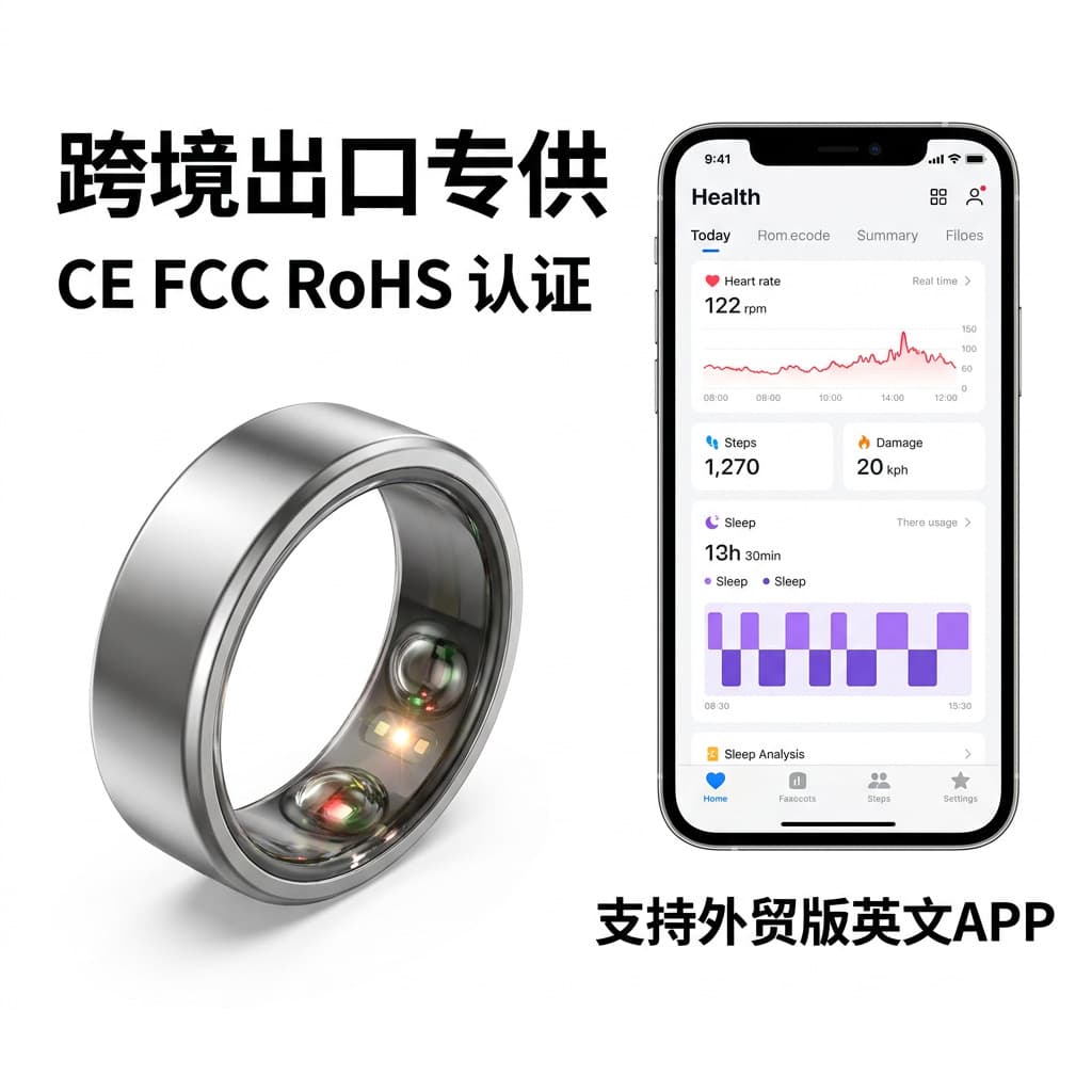 Smart Ring ECG Heart Rate Blood Oxygen Blood Sugar Sleep Activity Step Monitoring Ring Health
