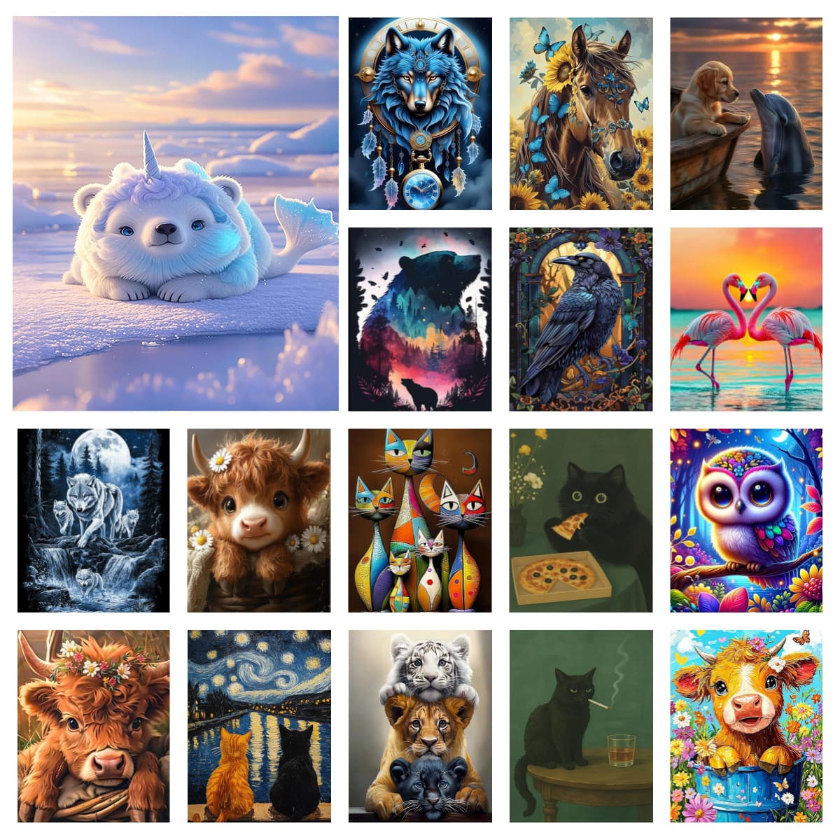 Cross-border TEMU hot selling 5D diamond painting magic animal theme mosaic product one piece factory direct sales and dropshipping