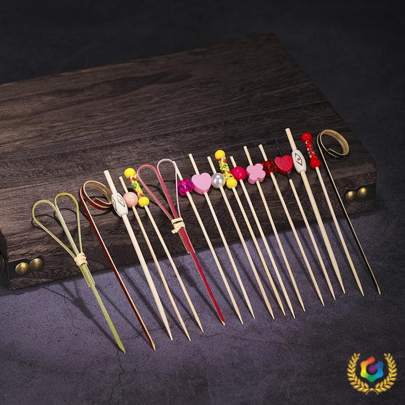 ✅100 Pcs Cocktail Garnish Picks Fruit Skewers Cocktail Fruit Picks Cake Inserts Disposable Bamboo