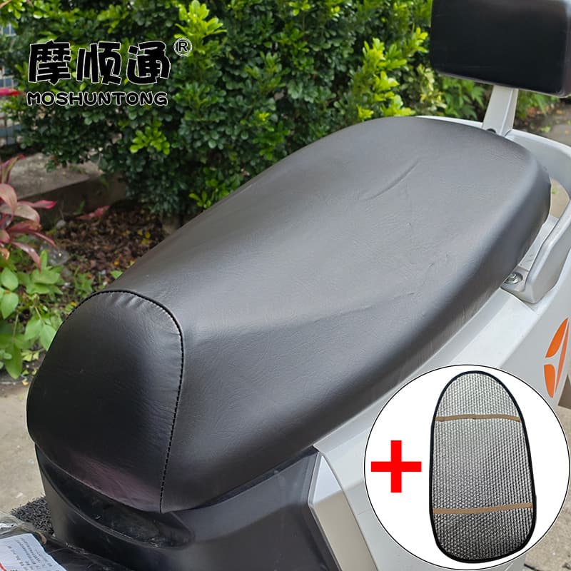 Electric Vehicle Leather Seat Cover Waterproof Sunscreen Protector Scooter Cushion Seat Cover Thickened Seat Cover