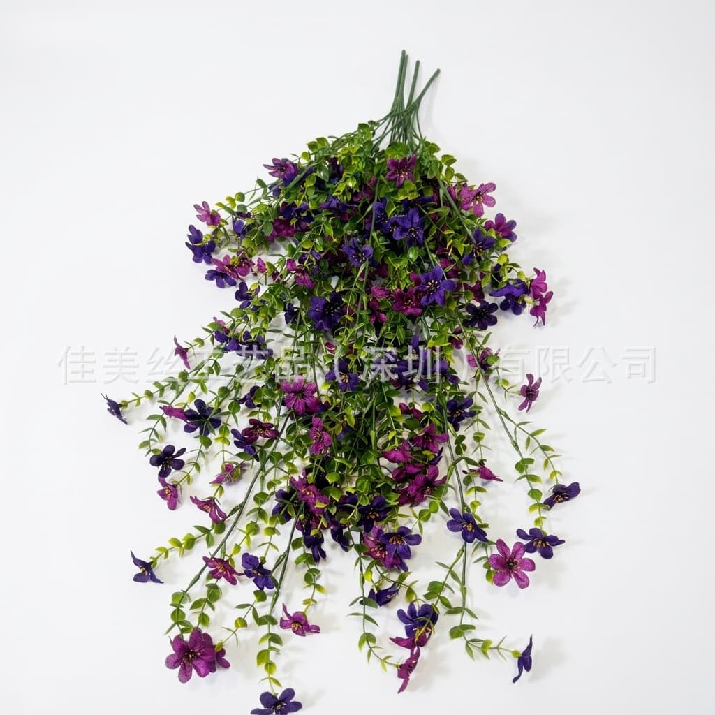 Cross-Border Hot Selling Eucalyptus Six-Ear Orchid Outdoor Artificial Silk Flower Home Decoration Wall Hanging Wedding Simulation Floral