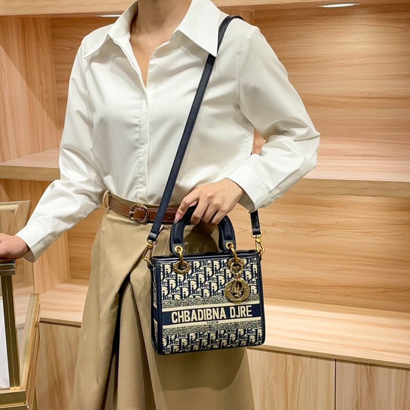 Lady Dior Bag Women 2025 New Canvas Embroidery Versatile Stylish High-end Handbag Designer Style Top Handle Crossbody Small Bag