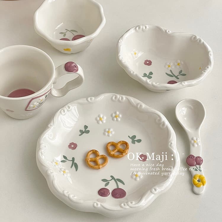 High-looking tableware for one person, ceramic tableware set for one person, household tableware set combination